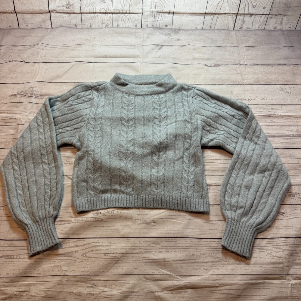 New Willow & Root Marled Yarn Sweater Crew Neck Blue Youth Girls Size Large‎